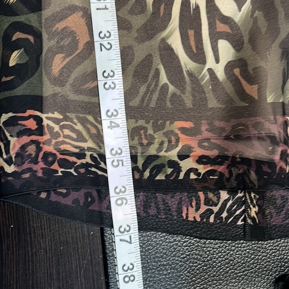 LUISA CERANO Leopard Silk Chiffon Dress Brown Cream Knee Length Shift Sz M - Picture 12 of 13